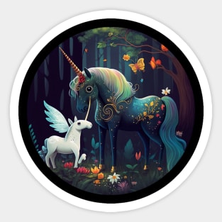 Fantasy Unicorns in the Forest Sticker